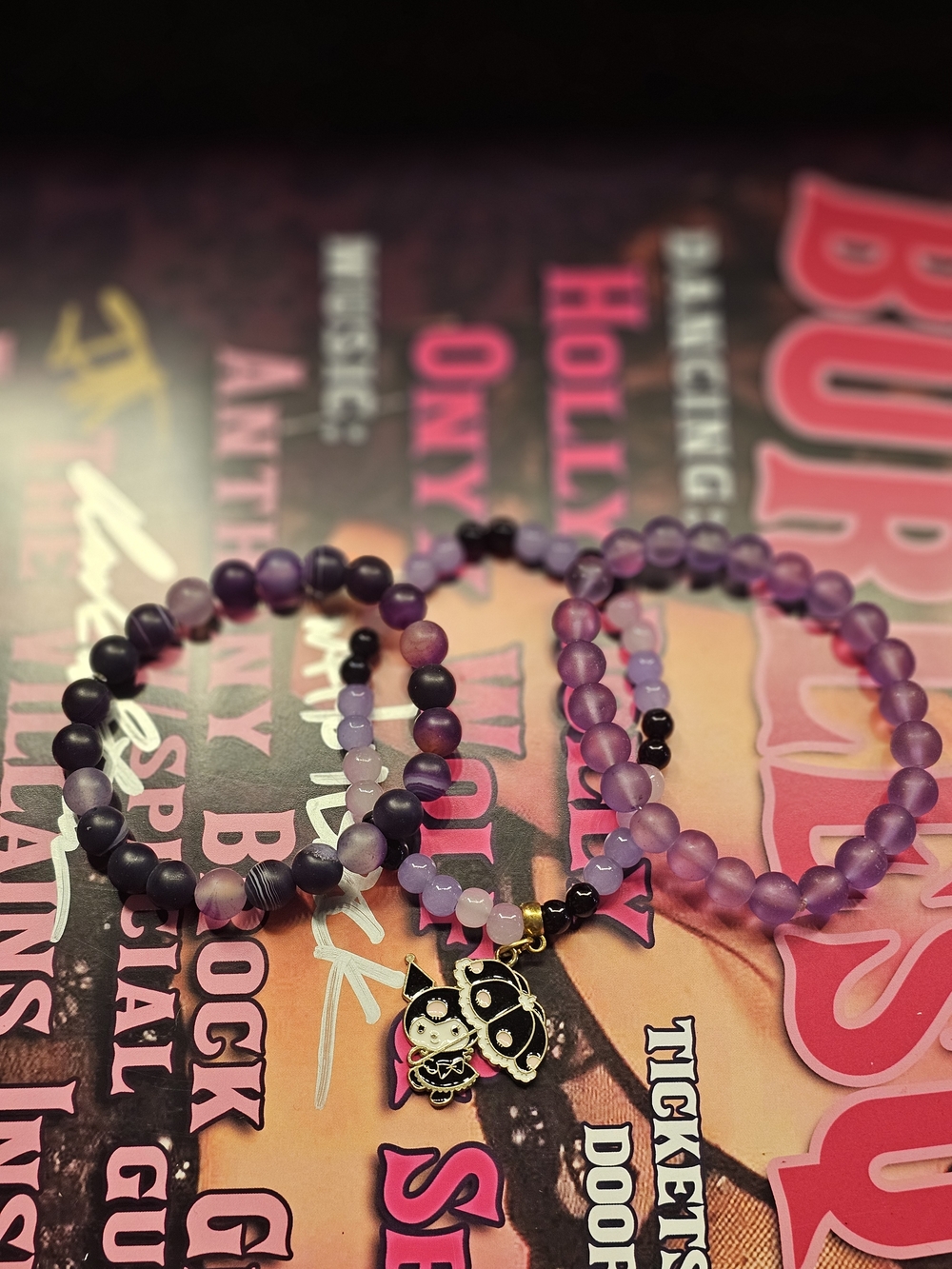 Kuromi Beaded Bracelet Stack